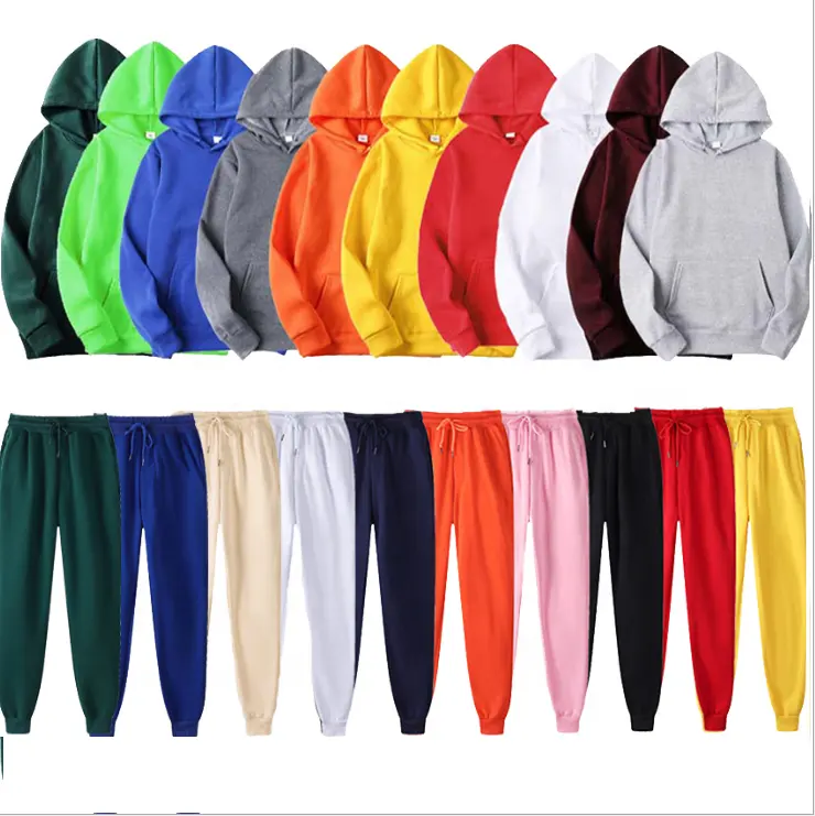 Wholesale Fleece Blank Oversized Unisex Sweatpants And Hoodie Set Men Custom Hooded Plus Size Men'S Hoodies Set