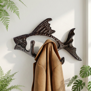 AK Brass Fish Design Aluminium Wall <b>Hook</b> Black Finish Metal <b>Decorative</b> <b>Coat</b> Hanger for Washroom Home Decor - Product Image 2