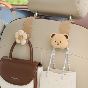 2PCS Multifunctional Flower Design Car Seat Backrest <b>Hooks</b> PU Leather Material 20KGS Load Capacity Universal Fit Creative Car - Product Image 5