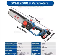 Scie à chaîne portative Dongcheng de qualité industrielle pour le bricolage, scie à bois, batterie lithium-ion 20V, moteur sans balais 700W, lame de 200MM