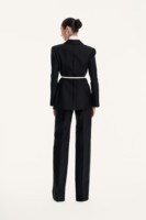 Pantalons et pantalons de haute couture ODM pour femmes, pantalons élégants à taille haute, en laine et soie, à jambes larges, pantalons pour femmes WhiteAnt