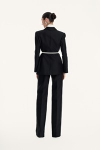 Pantalons et pantalons de haute couture ODM pour femmes, pantalons élégants à taille haute, en laine et soie, à jambes larges, pantalons pour femmes WhiteAnt - Product Image 4