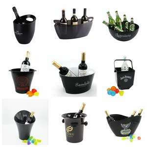 Wholesale Bucket 6 Bottles Beer Champagne Clear Acrylic Drinking Plastic Ice Buckets Coolers