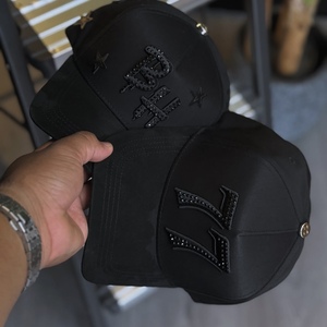 3D Embroider Logos on Brim Cotton and Suede Custom Interior Tape 5 Panels Back Tag High Quality Full <strong>Black</strong> <strong>Baseball</strong> <strong>Caps</strong> - Product Image 1