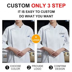Chaqueta de Manga Larga para Restaurante, Uniforme de Chef de Cocina con Diseño Personalizado para Mujer - Product Image 4