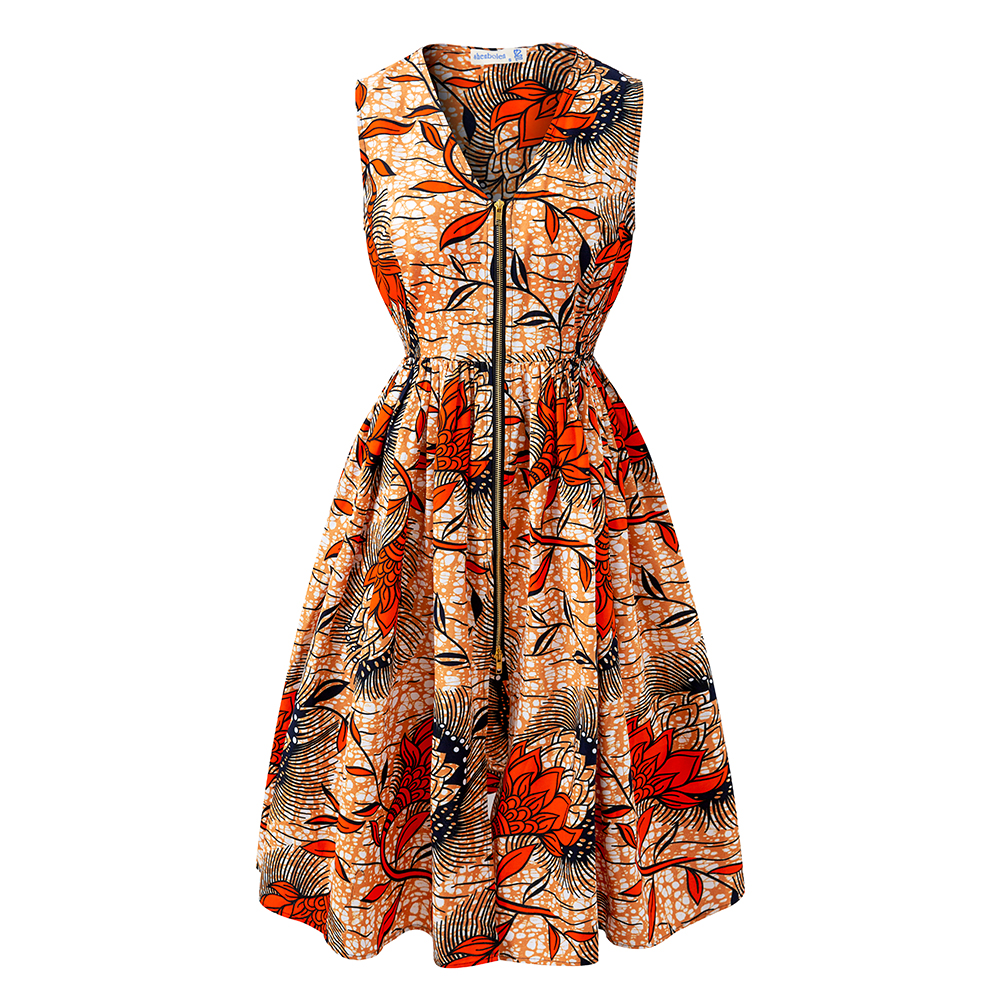 a line ankara dresses Green Brown Plus Size African Ankara Print Long A Line Shirt Dress   Africanclothinghub