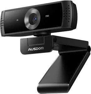 Webcam 2K dengan mikrofon tanam, webcam QHD 2k fokus otomatis untuk panggilan Video, rekaman, konferensi, Streaming, Gaming