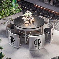 Table Basse Industrielle Créative en Fût d'Huile, Table de Bar, Table à Thé, Ensemble Table et Chaises pour Salon de Thé, Cinéma