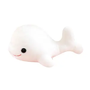 Cute Smile White Whale Plush Brinquedos para Crianças Presentes de aniversário Sea Marine Animal Whale Stuffed Animal