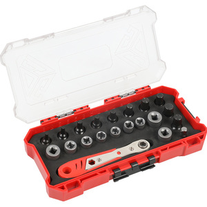 21-Piece Ratchet Wrench Set 1/4 In Socket With Phillips And Flathead Bits T-Handle Plastic Box Diy Tool Kit - Product Image 3
