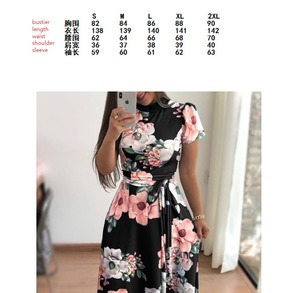 Abiti slim da <span class=keywords><strong>donna</strong></span> Abito casual a maniche lunghe con scollo rotondo e stampa floreale, gonna lunga fino al pavimento, <span class=keywords><strong>abbigliamento</strong></span> da <span class=keywords><strong>donna</strong></span> - Product Image 6