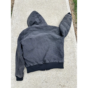 カスタム刺繍印刷ロゴメンズジップパーカーアシッドウォッシュビンテージコットン特大ストリートウェアフード付きプルオーバーサンフェード付き - Product Image 4