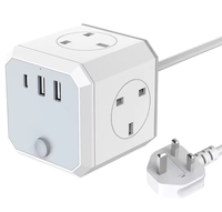 Prise de courant EU Cube 4 prises 2 USB 1 type C avec interrupteur Convient pour une utilisation à domicile, au bureau ou sur un bureau