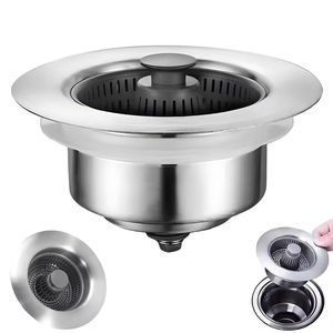 Filtro de Desagüe Redondo 3 en <span class=keywords><strong>1</strong></span> de Acero Inoxidable para Fregadero de Cocina, Desatascador Desmontable Anticongelante - Product Image 1