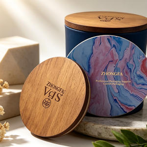 Tapas de madera premium Zhongfa para frascos de velas, cubiertas con logotipo personalizado para recipientes de vidrio y fragancias para el hogar - Product Image 1