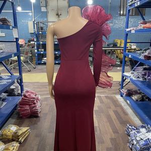 Robe longue asymétrique à volants, extensible et ajustée, pour soirée et clubbing, livraison rapide - Product Image 3