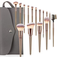 Brosses de maquillage végétaliennes, Logo personnalisé, haute qualité, vente en gros, ensemble de pinceaux de maquillage, outils de beauté, 15 pièces