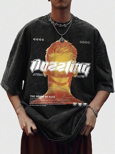 T-shirts noirs surdimensionnés pour hommes, coupe classique, personnalisables par l'usine de confection. F10 - Product Image 2