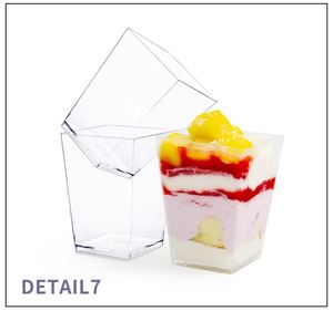 Offre Spéciale – Gobelet en plastique carré jetable à paroi simple pour crème glacée, gelée, pudding, mousse, dessert, transparent, 150 ml (5 oz), en PS, avec couvercle - Product Image 4