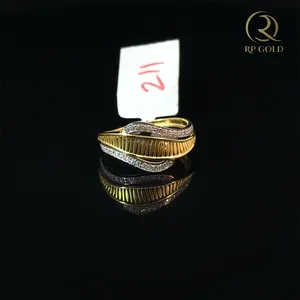 Stylish <b>gold</b> <b>ring</b> with wave design and sparkling stones elegant modern jewelry for women for daily wear and special occasions - Product Image 2