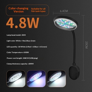 Iluminación LED para Peceras, Alta Reproducción Cromática, Espectro Completo, Elimina Algas, Material ABS, 4.8W, para Peceras Pequeñas, Peces Betta, Guppies - Product Image 1