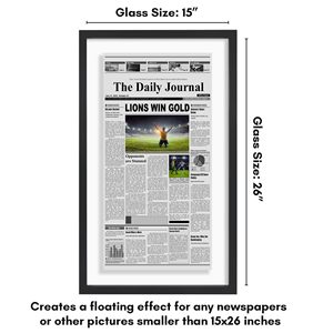 Cadre d'affichage pour journal en bois noir, support mural pour articles <span class=keywords><strong>de</strong></span> journal avec passe-partout - Product Image 2