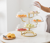 Nouveau moderne créatif multicouche pliable plateau de fruits rouge Snack plateau ménage boîte de rangement conteneur pour fruits secs bonbons Dim