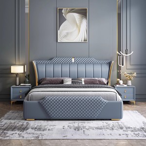 Cama Moderna Tapizada, Juego de Muebles de Dormitorio, Cama de Lujo <span class=keywords><strong>con</strong></span> Armazón de Metal, Tamaño Queen/King, Cama Suave y Cómoda de Cuero Sintético <span class=keywords><strong>con</strong></span> Almacenamiento - Product Image 2