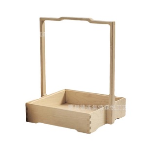 Caja de almacenamiento de madera de estilo chino, portátil, con múltiples compartimentos, para té, aperitivos, comida, rectangular, artesanía de Shandong - Product Image 5