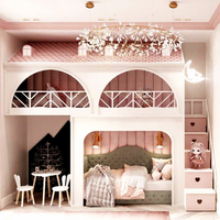Lit de princesse créatif en bois massif, style luxe léger et minimaliste, lit superposé multifonctionnel avec base secrète, maisonnette et cabane dans les arbres