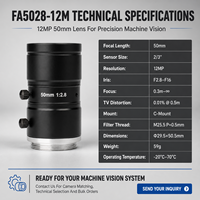 Lente de Cámara de Visión Industrial con Montura C de 12MP, 8mm, 12mm, 16mm, 25mm, 35mm, 50mm