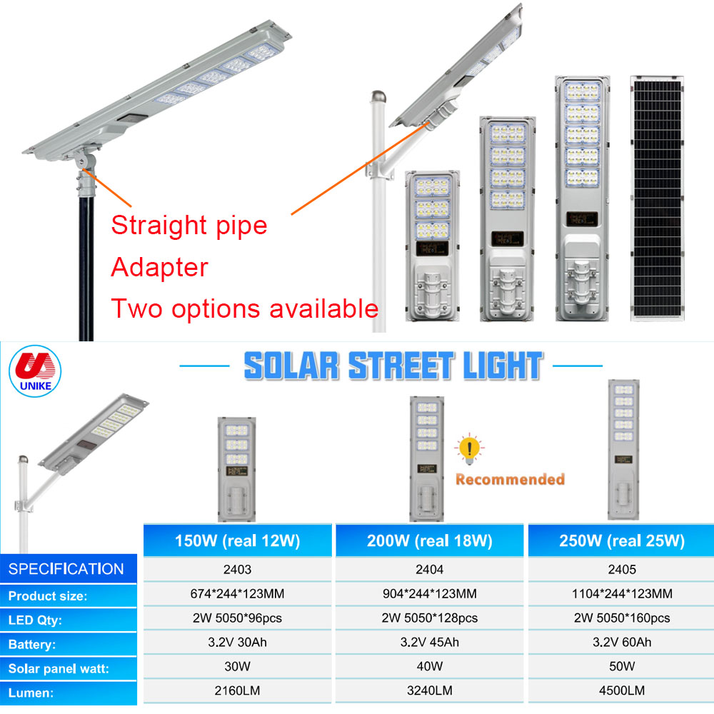 UNIKE UNK-SL-2430 High Efficiency Outdoor IP65 LED Solar Street Light - Smart Control Garden Lamp