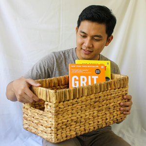 MAURI S Natural Water Hyacinth Storage <b>Basket</b> Handmade Woven Organizer Bin Decorative <b>Shelf</b> <b>Basket</b> Home Office Magazine Book - Product Image 2