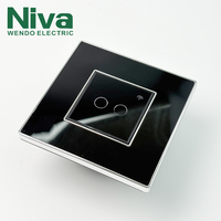 Interrupteur mural intelligent NIVA Modern Glass Touch Smart Life, plaque acrylique, 2 gangues, 2 voies, norme américaine 110V, installation facile, pour la maison