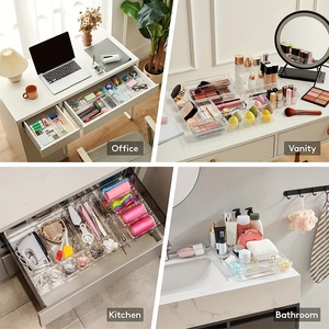 Transparent Drawer Storage Set - Multi-Piece Plastic Storage <strong>Boxes</strong> for Desks Bathrooms Kitchens and <strong>Vanities</strong>-Modular Tray System - Product Image 3