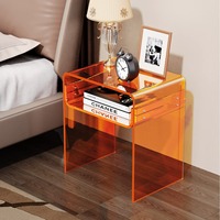 Ensemble de table de chevet et de table console en acrylique bon marché sur mesure, de petite taille, en forme de U, à bords arrondis, pour les besoins de décoration de la maison