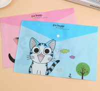 Estuche Escolar para Papelería, Diseño de Gato de Dibujos Animados, Impresión Digital, Portátil, PVC, Tamaño A4, Bolsa para Documentos Infantil, Personalizable con Marca