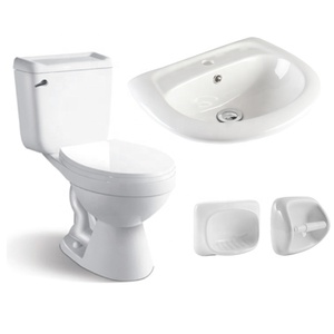 WC Moderno in Ceramica Bianca a <span class=keywords><strong>Pavimento</strong></span>, Due Pezzi, Allungato, con Scarico a Doppio Flusso Sifonico S-Trap <span class=keywords><strong>per</strong></span> Hotel - Product Image 4