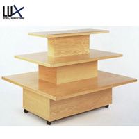 Présentoir de supermarché à 3 niveaux, étagère haut de gamme métallique léger, Type d'emballage, Surface personnalisée, Style de magasin en bois