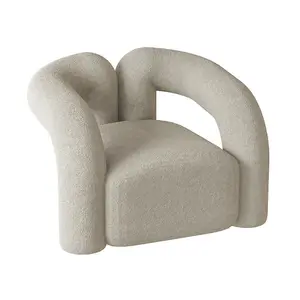 Sıcak satış beyaz kuzu yün dinlenme koltuğu sandalyeler yatak odası Accent sandalye kuzu yün kaplan sandalye
