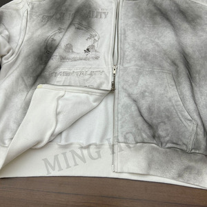 Sweat à capuche surdimensionné à fermeture éclair avec logo imprimé en couleur Dirty Washed Spray pour hommes - Product Image 4