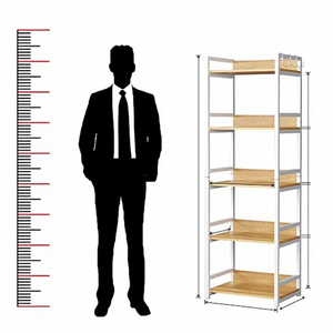 Five Tier Wood Storage Rack With <b>Microwave</b> Oven Shelf For Kitchen Minimalist Standing Type Multifunctional Organizer - Product Image 2