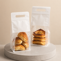 Pochette givrée avec fenêtre transparente, refermable à fermeture éclair, à fond plat, gaufrée, pour emballage alimentaire frais et présentation en magasin, directement de l'usine