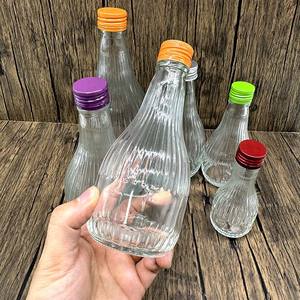 Nouvelle bouteille en verre transparente rayée de 330 ml et 480 ml avec couvercle antivol pour le stockage et l'emballage de lait, jus et café - Product Image 4