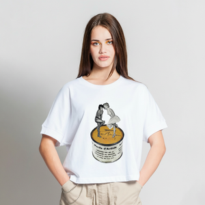 เสื้อยืดผ้าแคนวาสพิมพ์ลายดิจิทัลแบบสบายๆ ทรงหลวม สำหรับผู้หญิง ไซส์ XS/SM ลาย 'Dancing Merde D'artiste' ผ้าฝ้าย 100% แขนสั้น - Product Image 2
