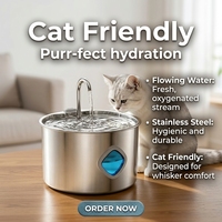 Fontaine à eau pour animaux de compagnie à grande capacité 3,2 L en acier inoxydable avec circulation d'eau et filtre automatique pour chats et petits chiens