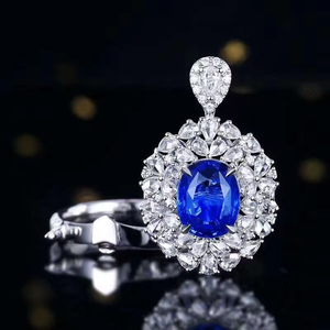 Anillo de Zafiro Azul Natural Sin Calentar de Sri Lanka, 3.55CT, Forma Ovalada, Oro Blanco de 18K, con Acentos de Diamantes, Anillo de Compromiso para Mujer - Product Image 4