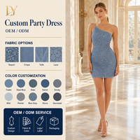 Vestido de Fiesta Corto Ajustado con Lentejuelas y Tirantes Finos de un Solo Hombro, Personalizado al por Mayor