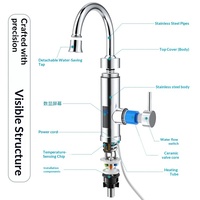 Robinet chauffe-eau électrique moderne en acier inoxydable 304 sans réservoir avec affichage numérique LED pour évier de cuisine domestique