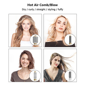 <span class=keywords><strong>Brosse</strong></span> Sèche-Cheveux 6-en-1 Interchangeable, Sèche-Cheveux Coiffant, Peigne à Air Chaud, Lisseur, Multi-Boucleur, Styler Capillaire - Product Image 5
